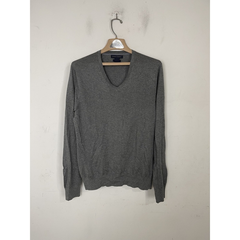 Banana Republic Men's Gray V-Neck Sweater Size M Silk Cotton Cashmere Blend